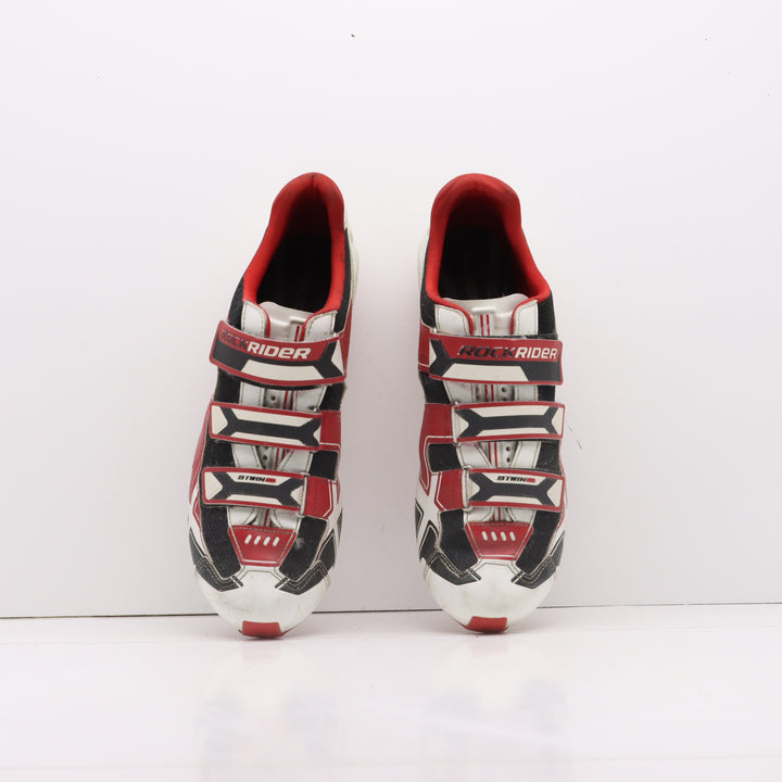 Btwin Rockrider Mtb Strappo Scarpe da Bicicletta Bianche Rosse e Nere Eur 45 Uomo Sgancio Rapido