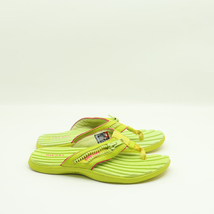 Diesel Infradito Verde Eur 38.5 Unisex