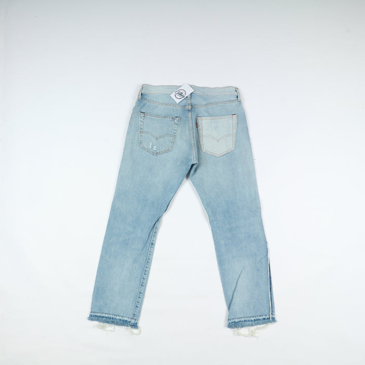 Levi's 501 Premium Big E Jeans Denim Strappato W32 L32 Unisex