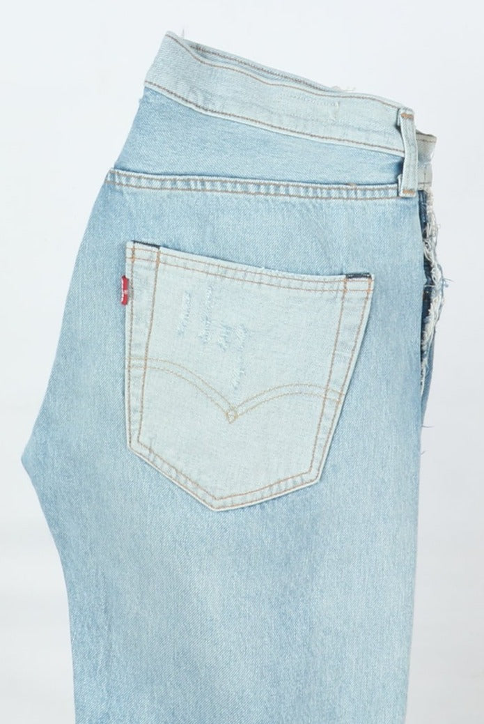 Levi's 501 Premium Big E Jeans Denim Strappato W32 L32 Unisex