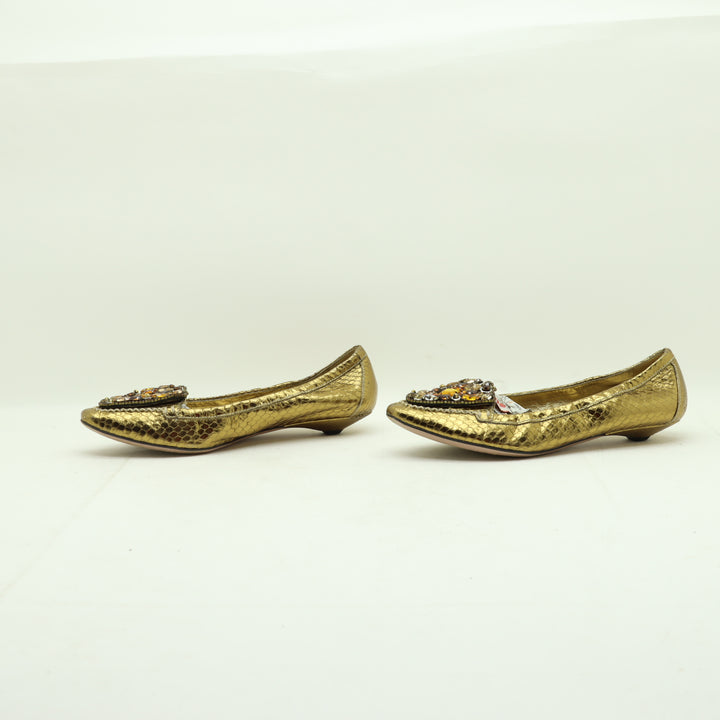 Prada Scarpe Oro Eu 38.5 Donna