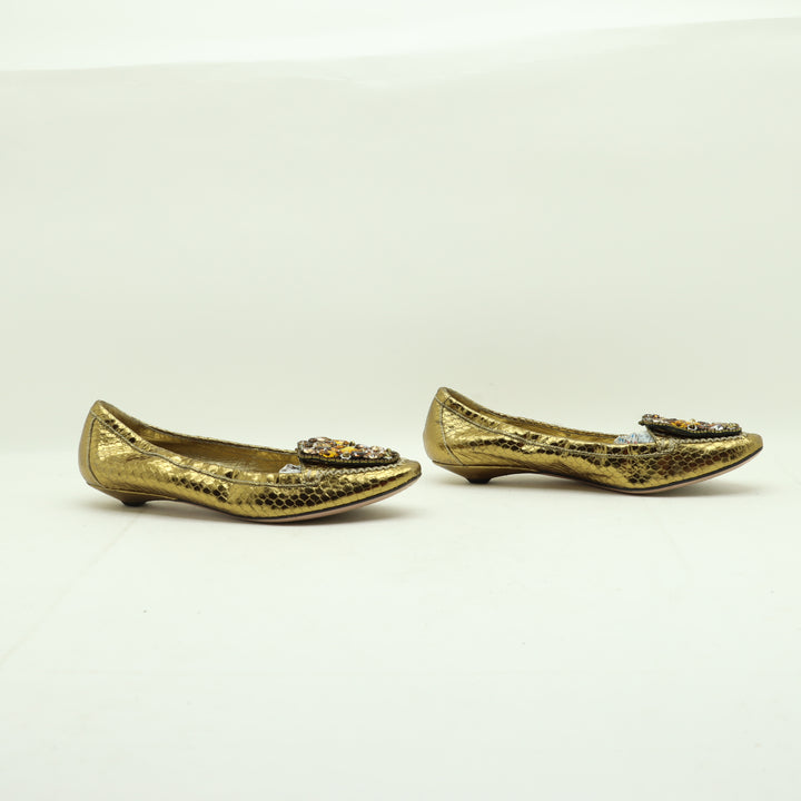 Prada Scarpe Oro Eu 38.5 Donna