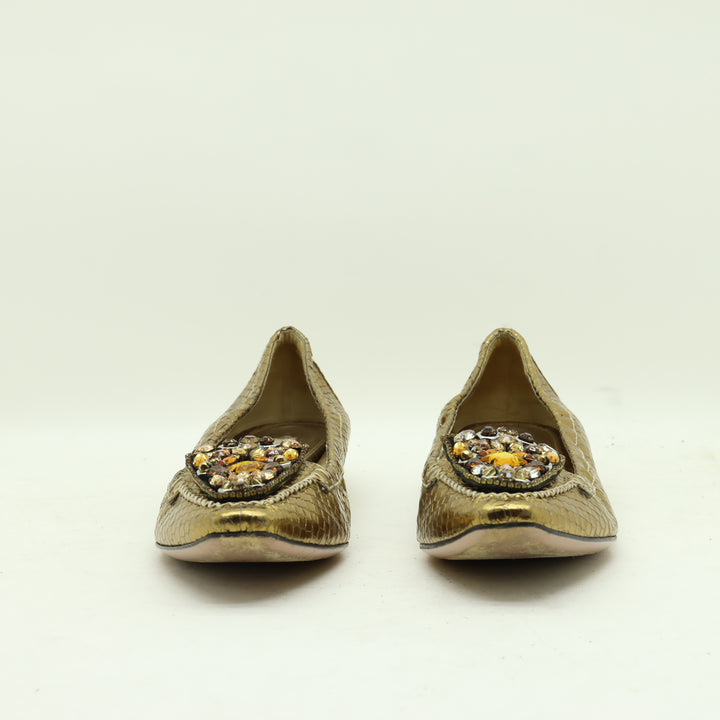 Prada Scarpe Oro Eu 38.5 Donna
