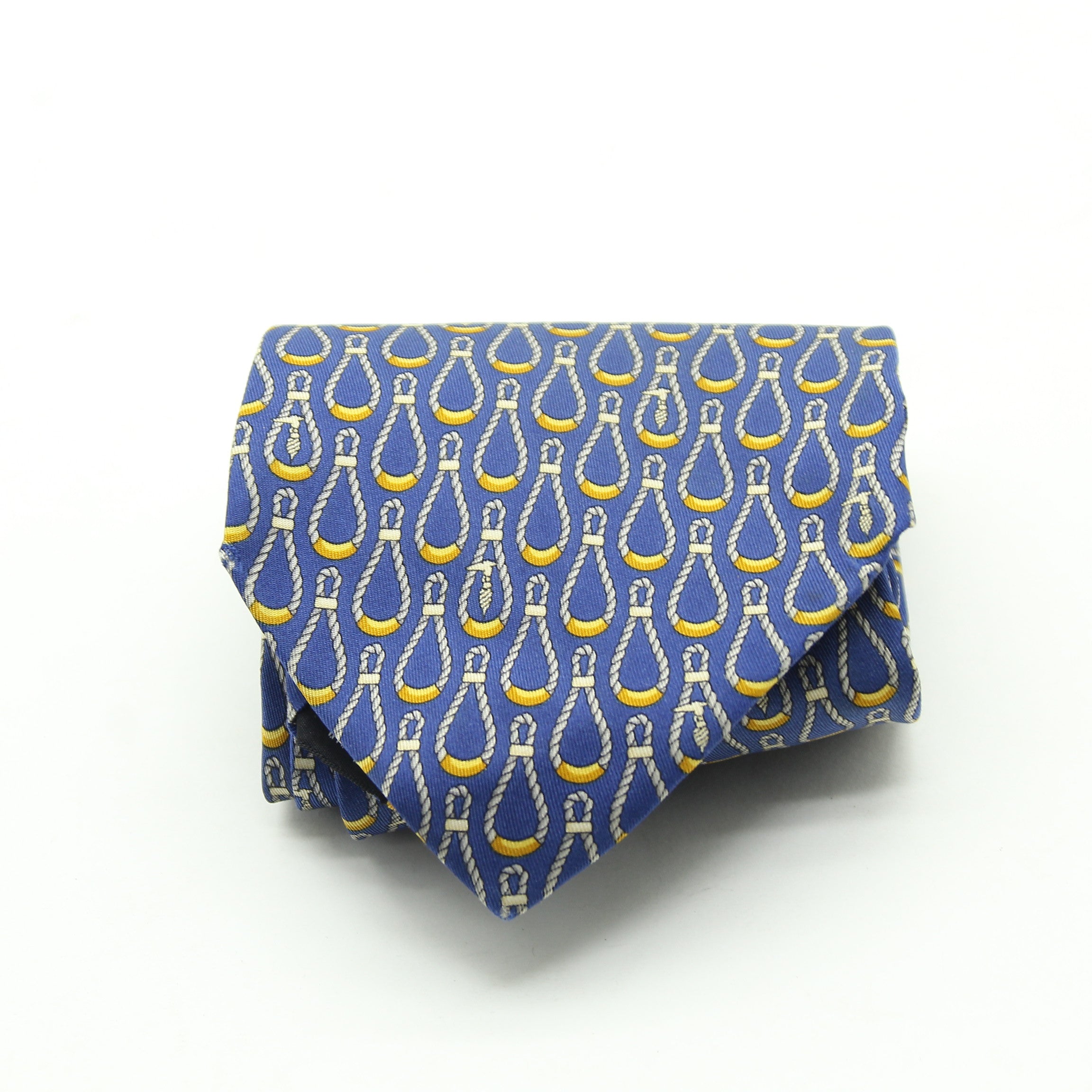 Cravate Homme TRUSSARDI En Soie 100% - Bleu Optical Avec Motifs - Occasion Bon état - Fabriquée En Italie