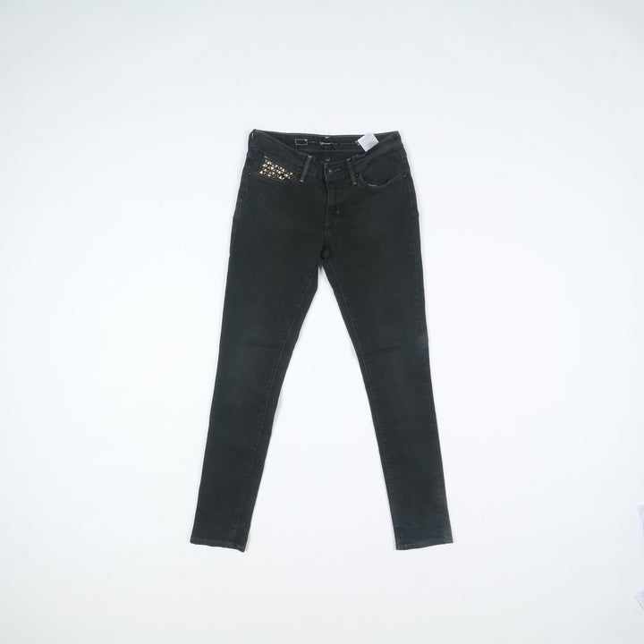 Levi's Mid Rise Skinny Jeans Nero W28 L32 Donna