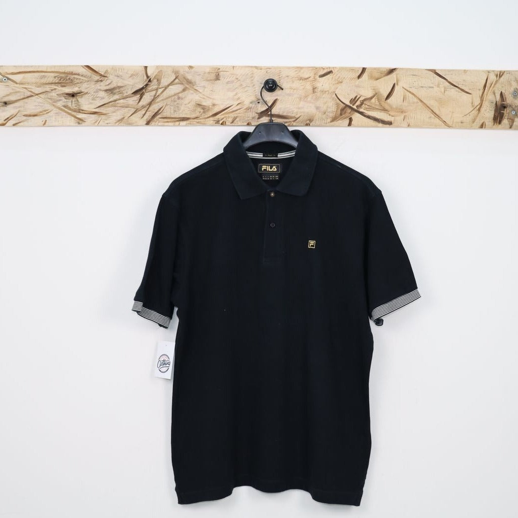 Fila Gold Polo Nera Taglia XL Uomo Vintage Clothing Shop