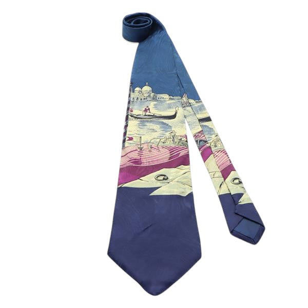 Alexander cravatta blu con fantasia in seta uomo