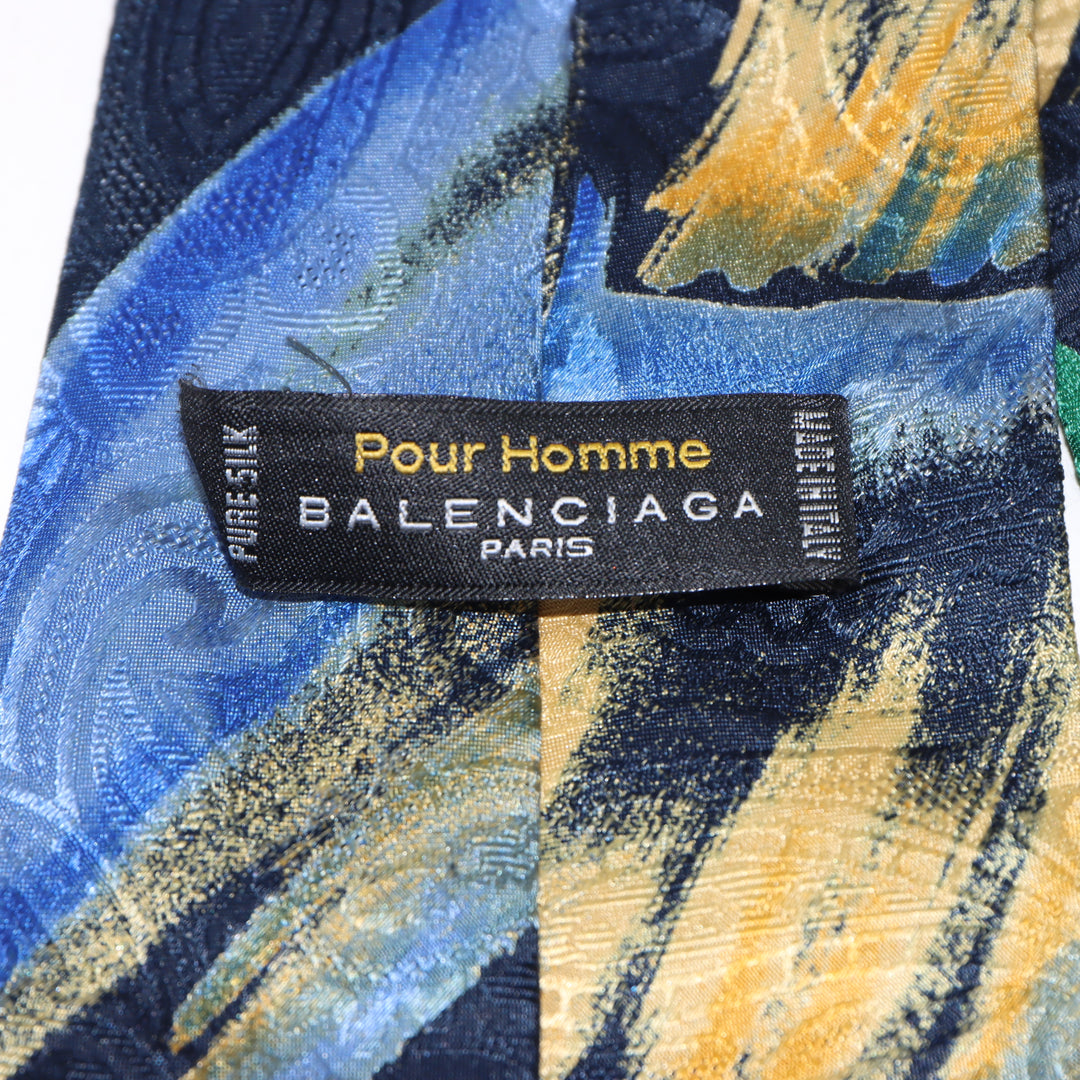 Balenciaga Cravatta Multicolore con Fantasia in Pura Seta Uomo