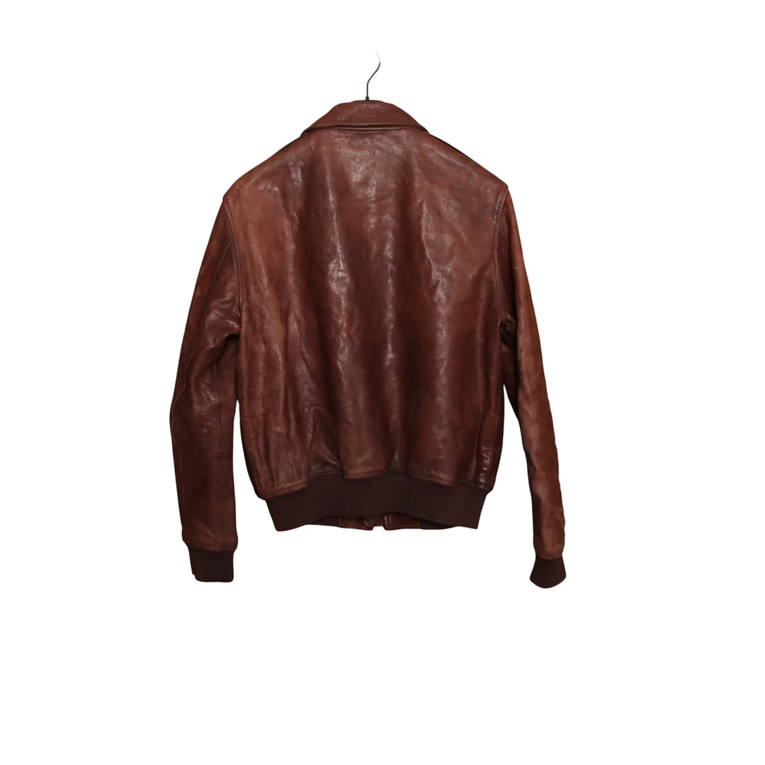 Blauer Giacca in Pelle Vintage Marrone Taglia L Uomo