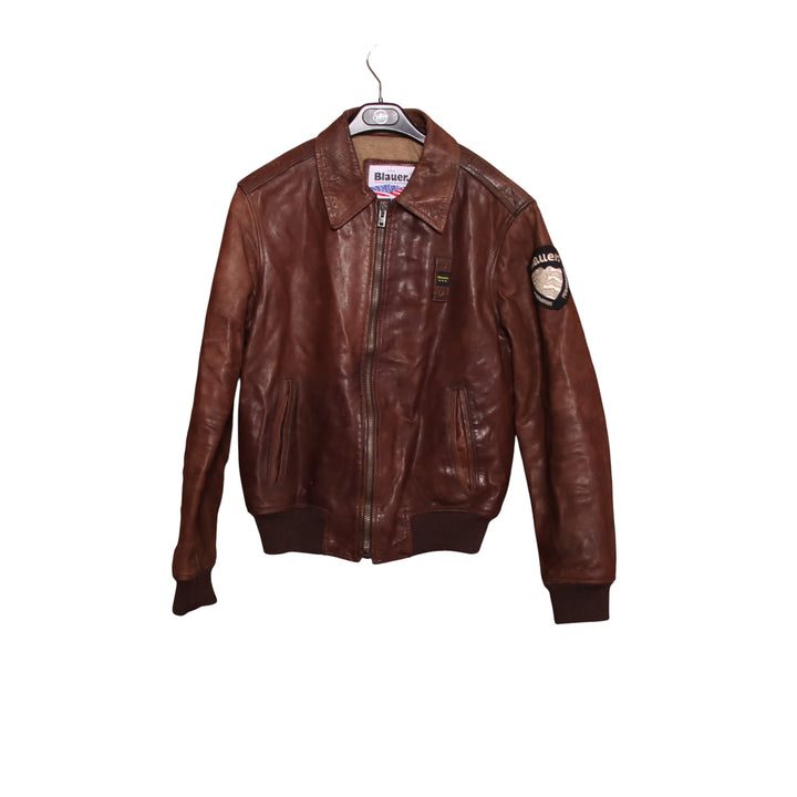 Blauer Giacca in Pelle Vintage Marrone Taglia L Uomo