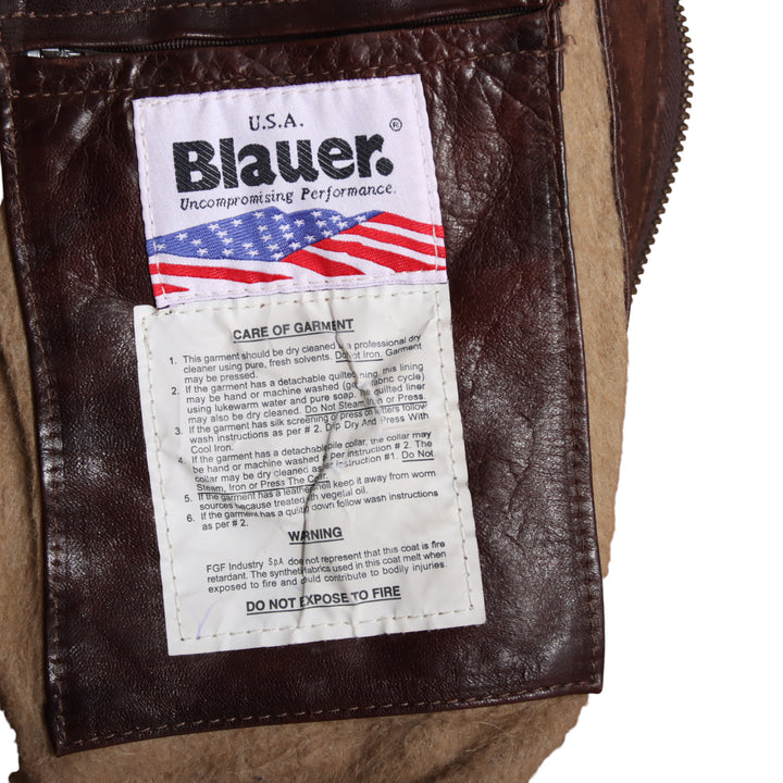 Blauer Giacca in Pelle Vintage Marrone Taglia L Uomo
