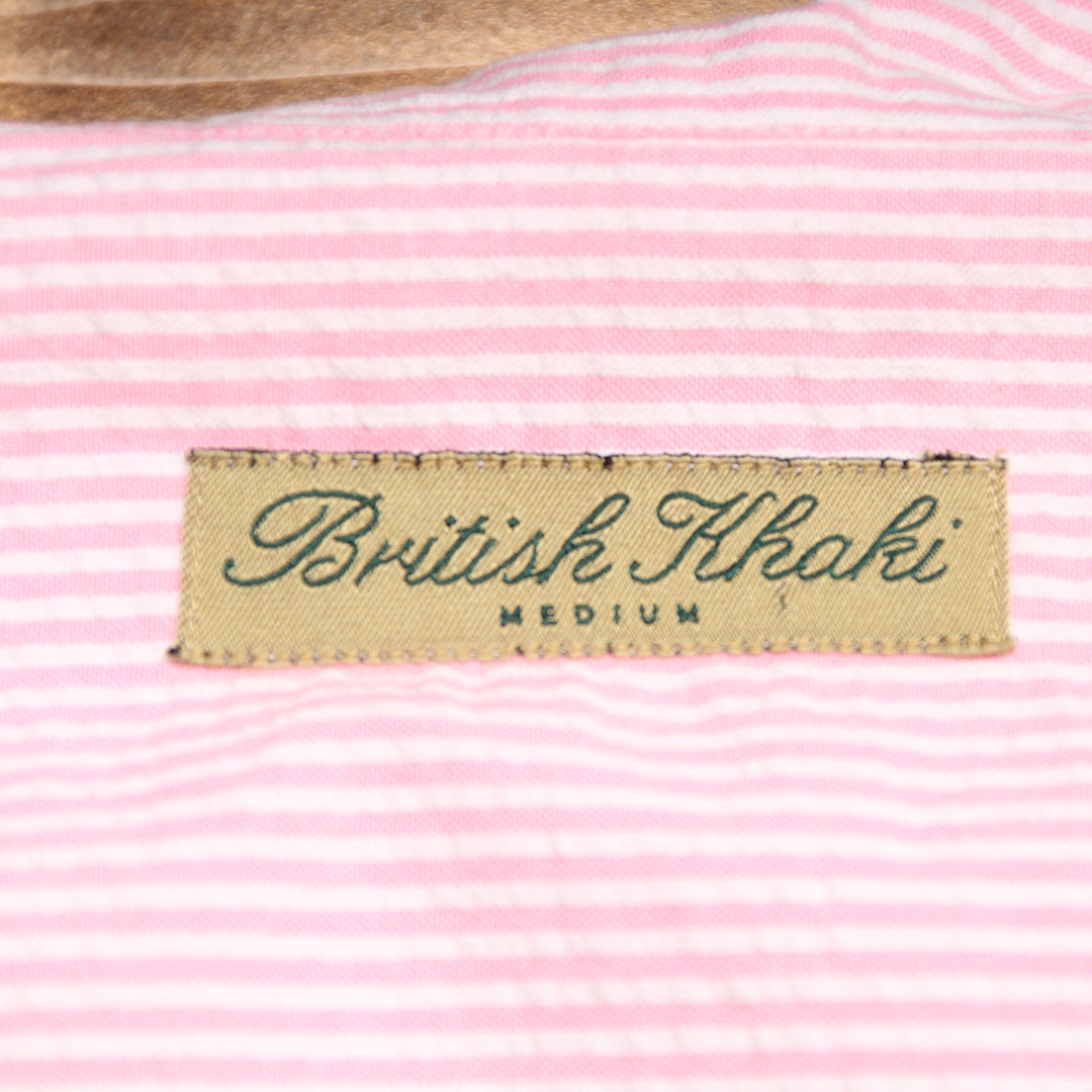 British Khaki Camicia Rosa a Righe Taglia M Donna
