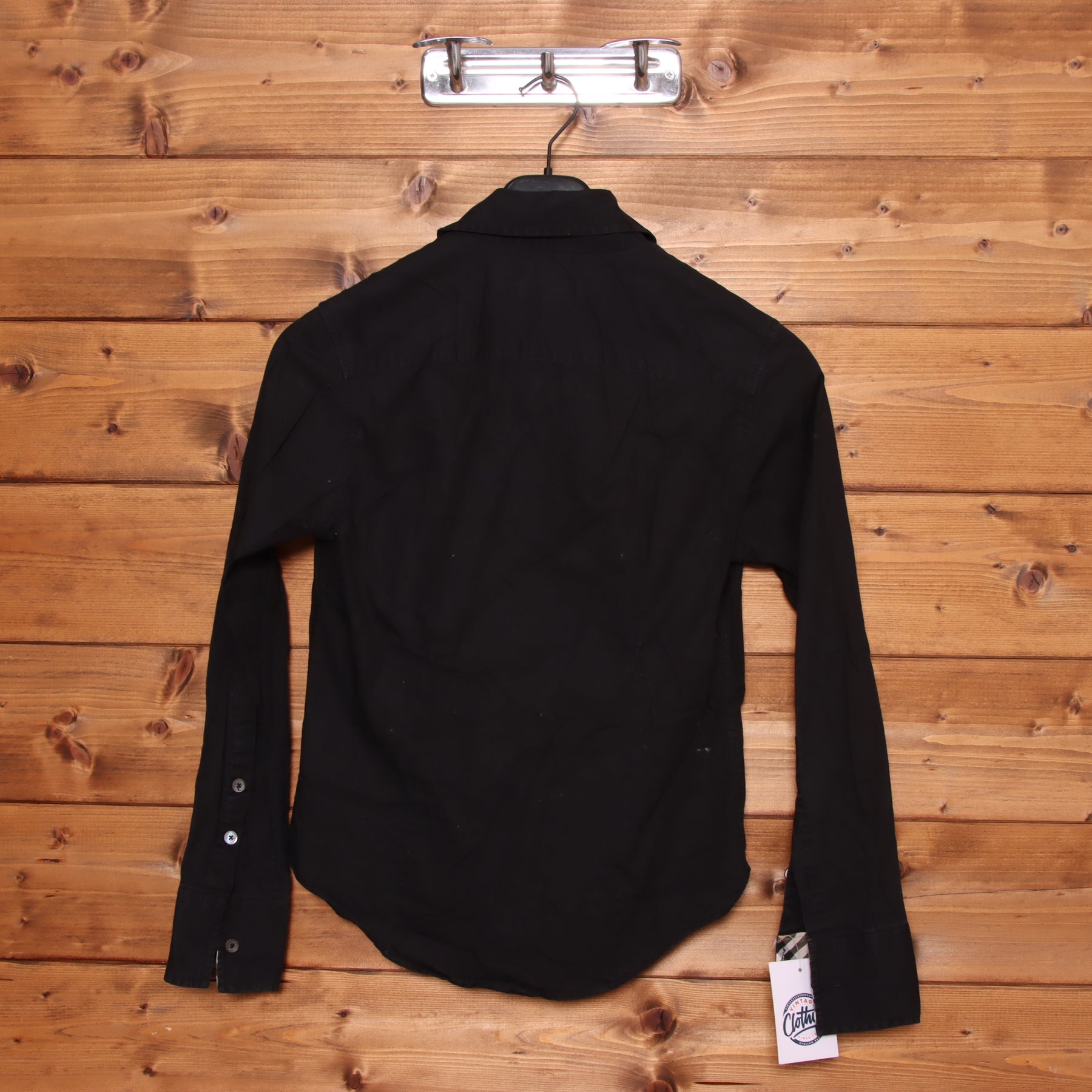 Burberry Camicia Nera Taglia XS Donna Made in England Vintage Clothing Shop