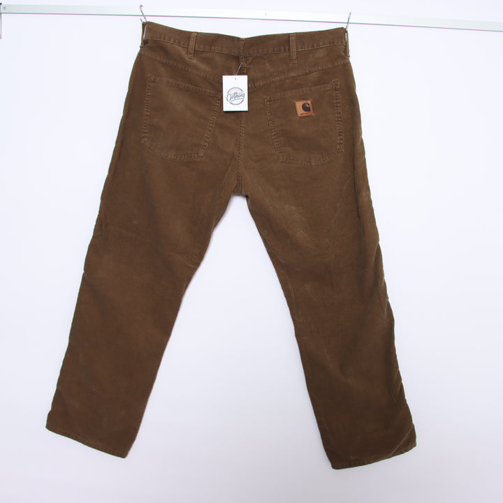 Carhartt Western Pant Jeans in Velluto Marrone W36 L32 Uomo