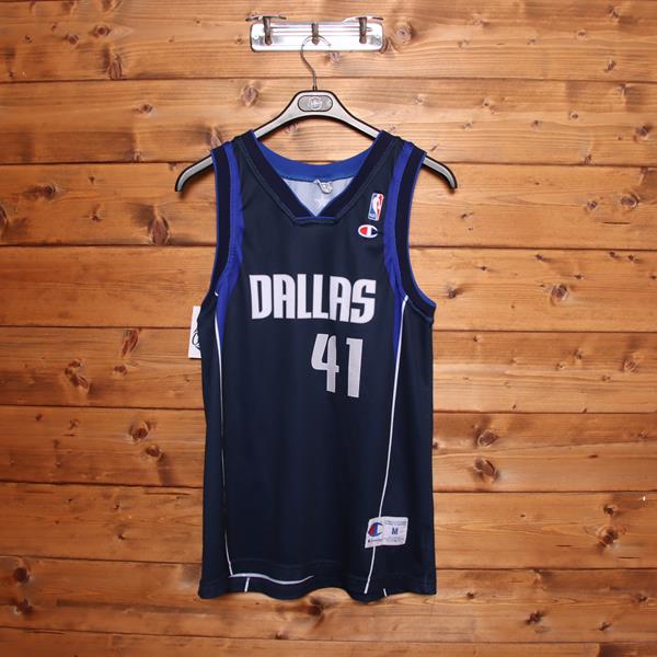 Champion Dallas Mavericks Nowitzki canotta da basket vintage blu taglia M uomo