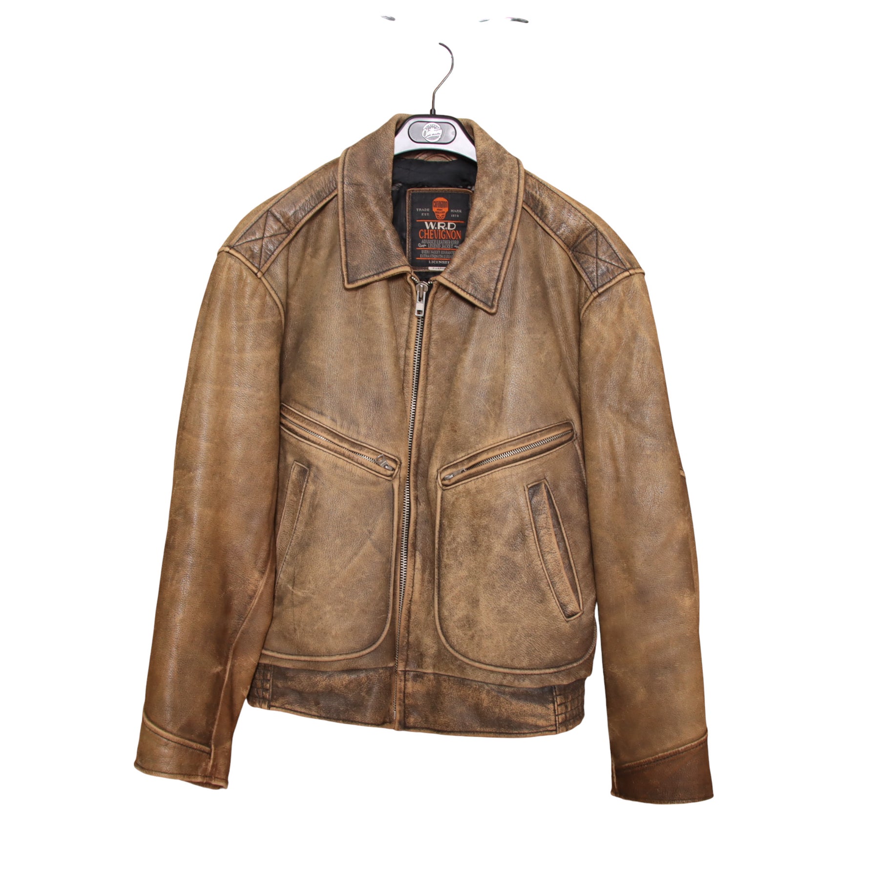 Chevigon Giacca in Pelle Vintage Marrone Taglia XL Uomo