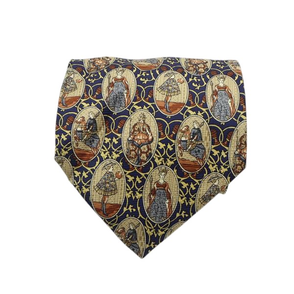Cravatta multicolore con fantasia in seta uomo