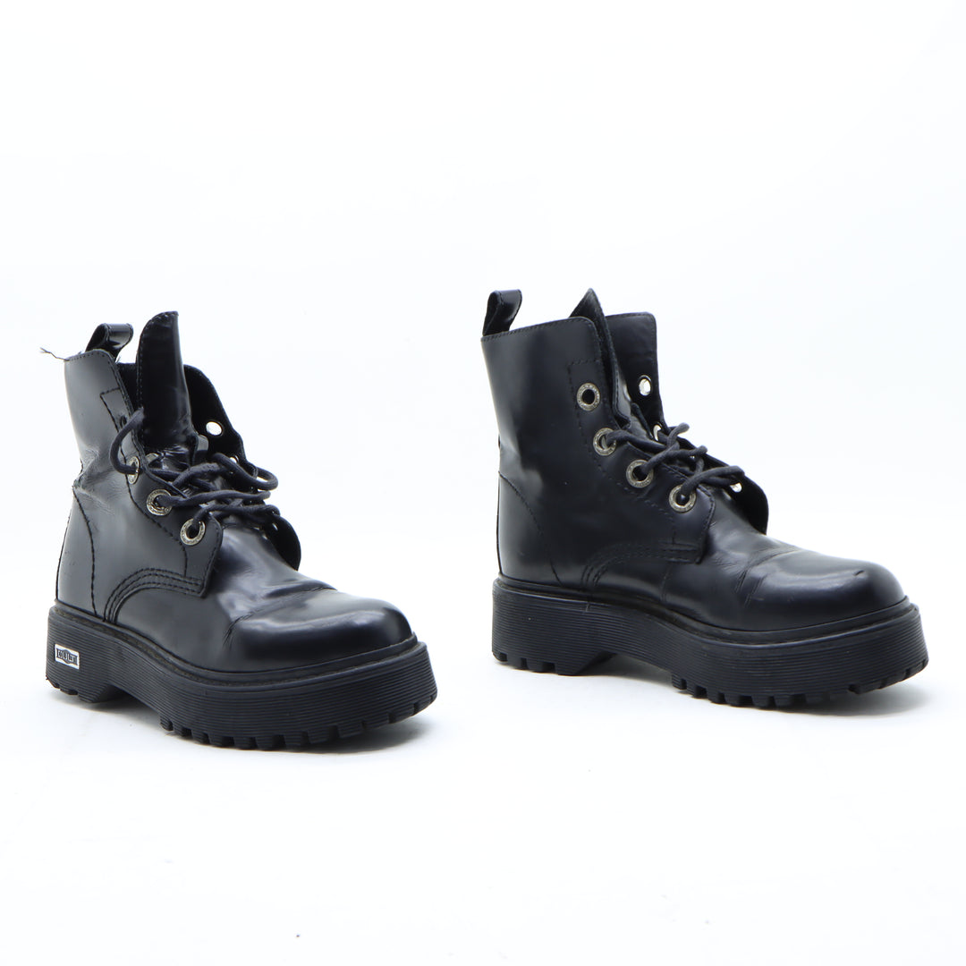 Cult Platform Stivaletto Nero in Pelle Eu 39 Donna