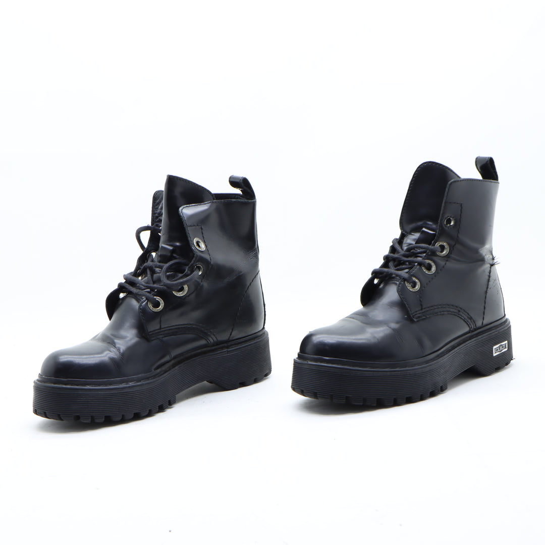 Cult Platform Stivaletto Nero in Pelle Eu 39 Donna