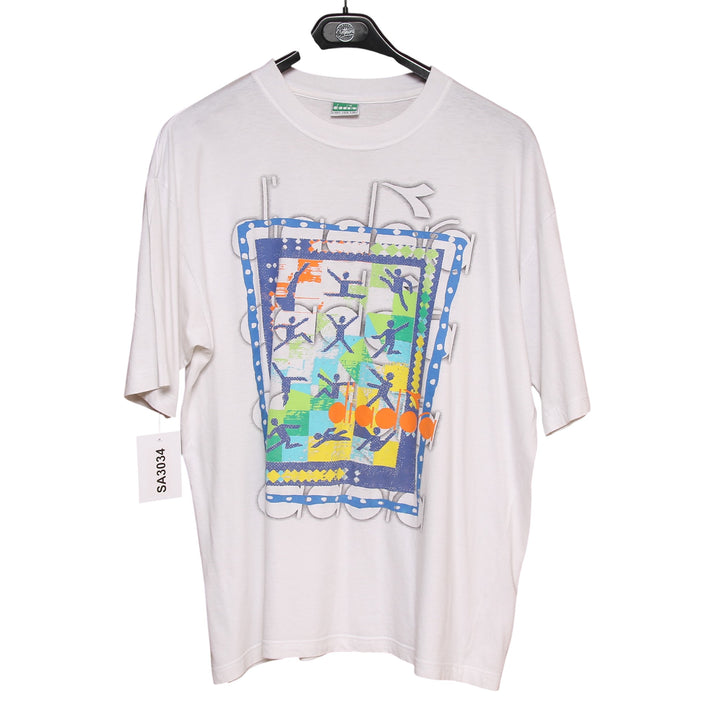 Diadora T-Shirt Vintage Bianca Taglia XL Uomo