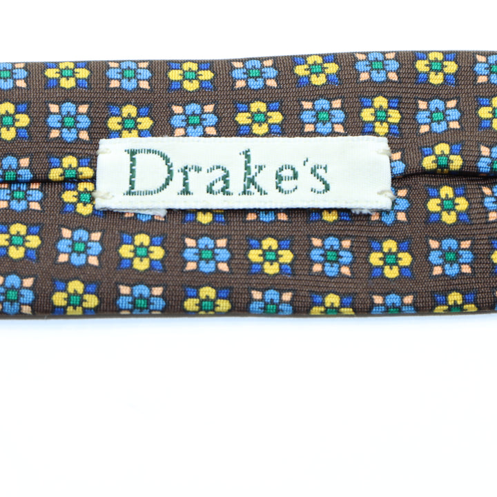 Drake's Cravatta Marrone in Seta Uomo