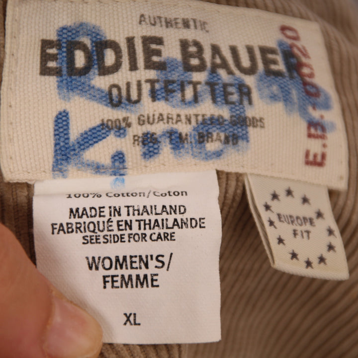 Eddie Bauer Salopette di Jeans in Velluto Beige Taglia XL Donna