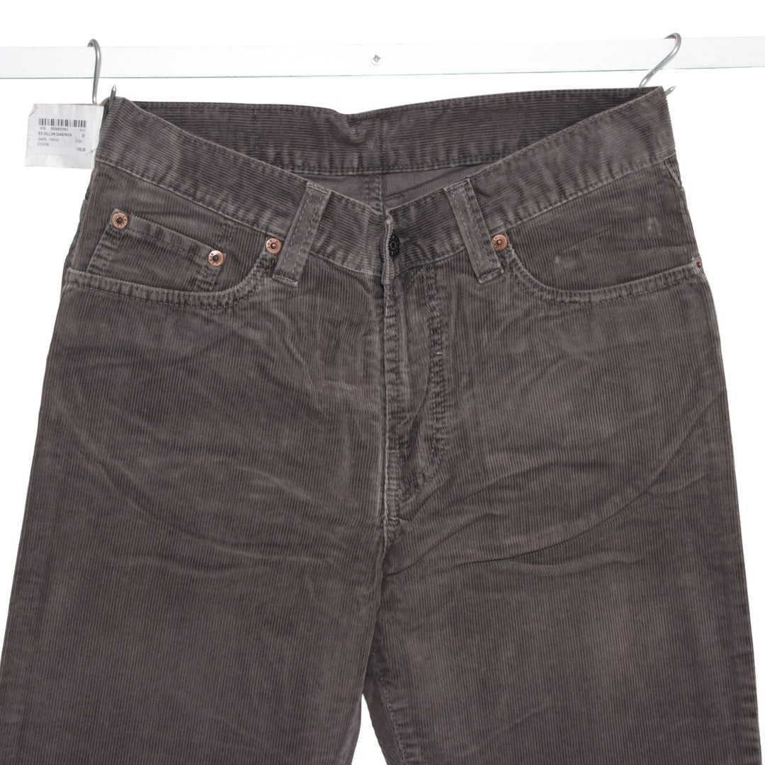 Edwin Dillon Pant W30 L32 pantalone in velluto grigio da uomo deadstock w/tags