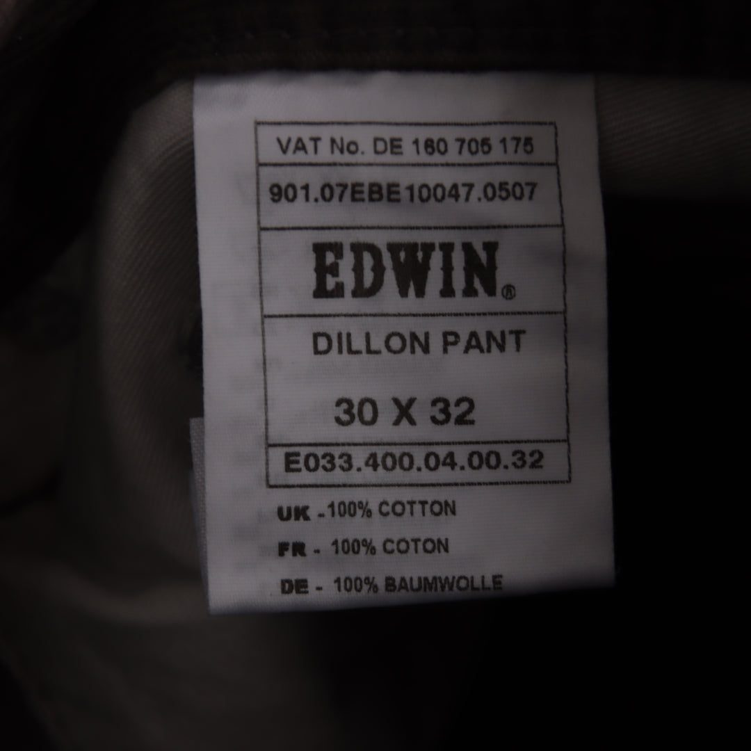 Edwin Dillon Pant W30 L32 pantalone in velluto grigio da uomo deadstock w/tags