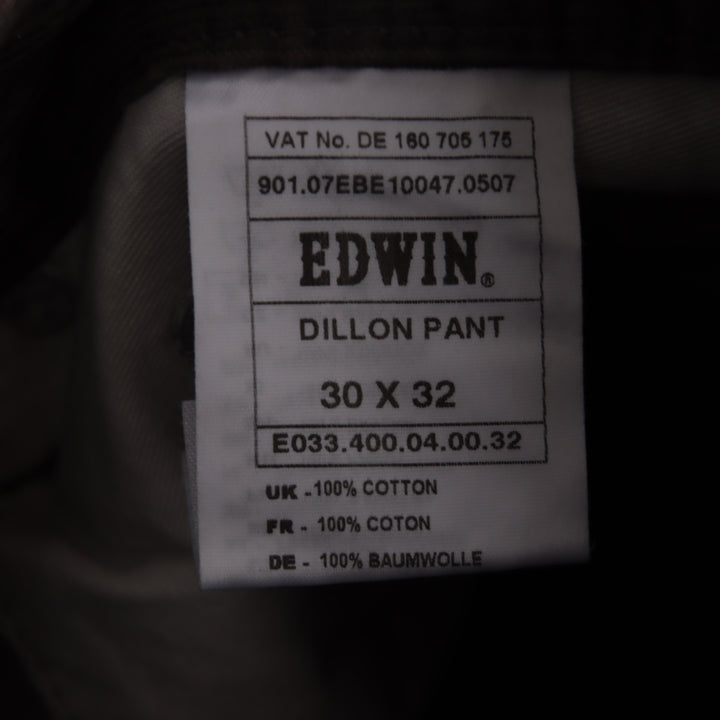 Edwin Dillon Pant W30 L32 pantalone in velluto grigio da uomo deadstock w/tags