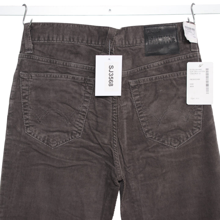 Edwin Dillon Pant W30 L32 pantalone in velluto grigio da uomo deadstock w/tags
