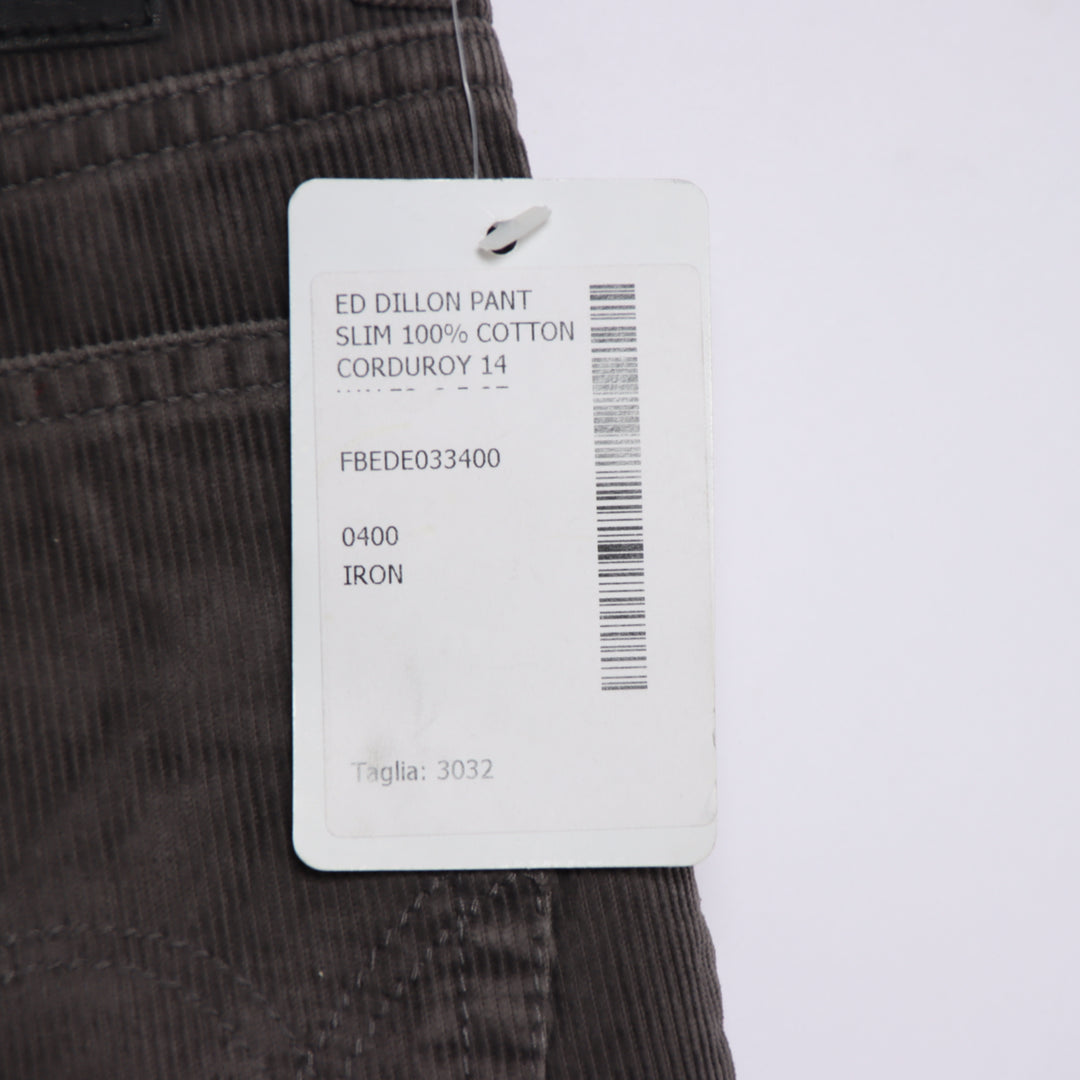 Edwin Dillon Pant W30 L32 pantalone in velluto grigio da uomo deadstock w/tags