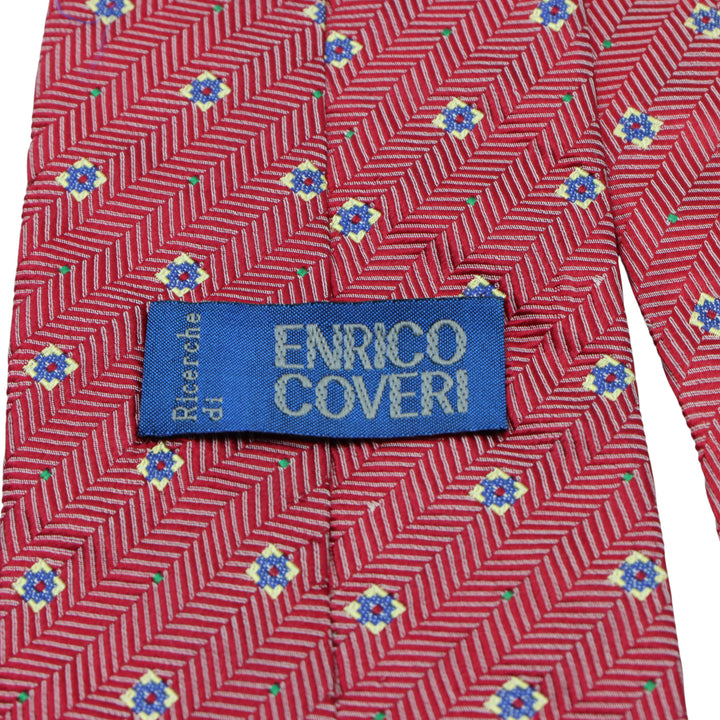Enrico Coveri Cravatta Bordeaux con Fantasia in Seta Uomo