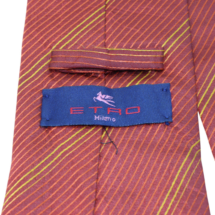 Etro Milano Cravatta Rossa a Righe in Seta Uomo