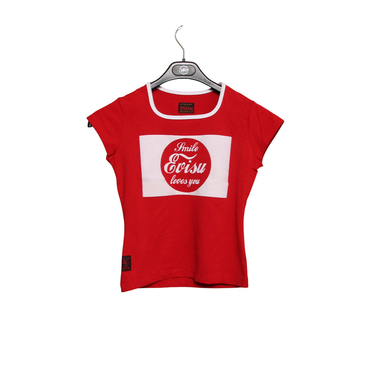 Evisu T-Shirt Vintage Rossa Taglia S Donna