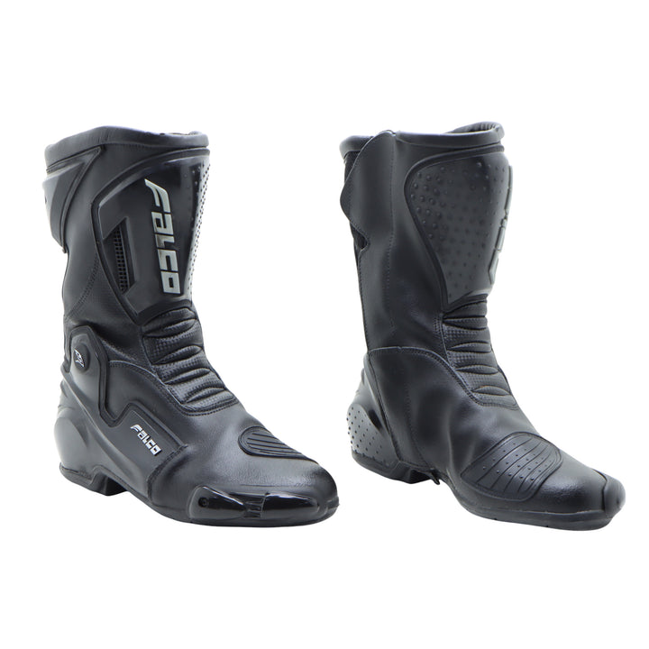 Falco Stivale da Moto Sportivo Nero in Pelle Numero 45 Uomo