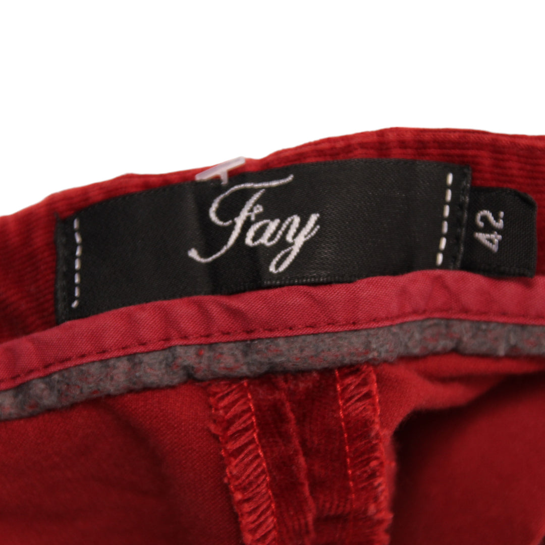 Fay Slim Fit Jeans in Velluto Rosso Taglia 42 Donna
