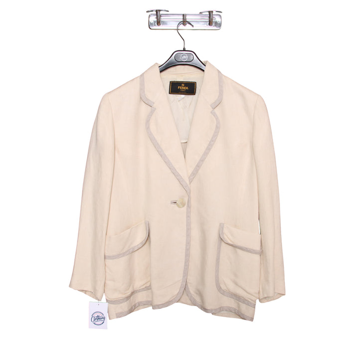 Fendi Giacca Classica Beige Taglia S Donna