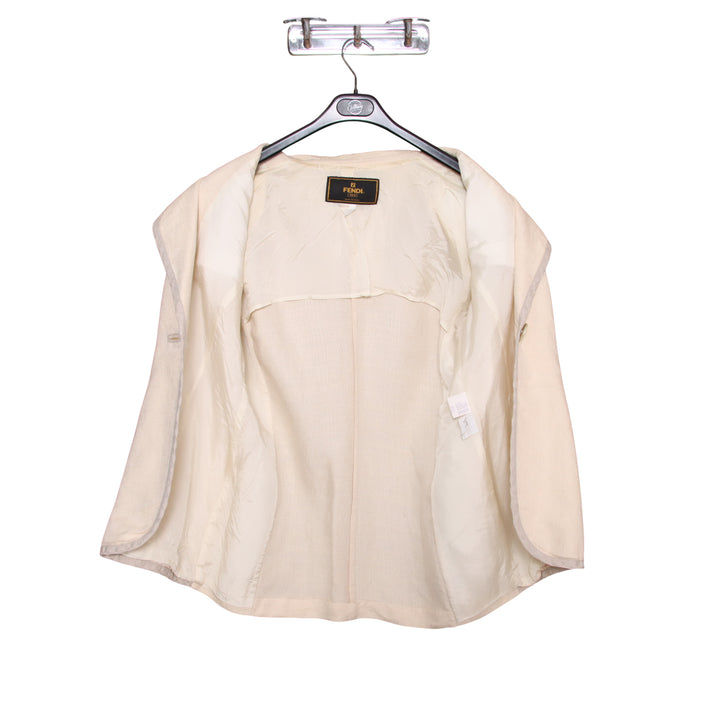 Fendi Giacca Classica Beige Taglia S Donna