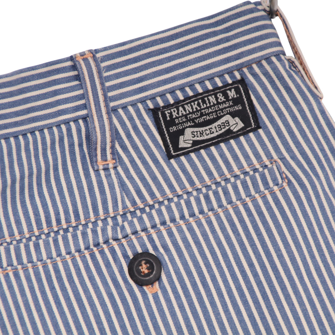 Franklin and Marshall Bermuda Chino Bianco e Blu W36 Uomo