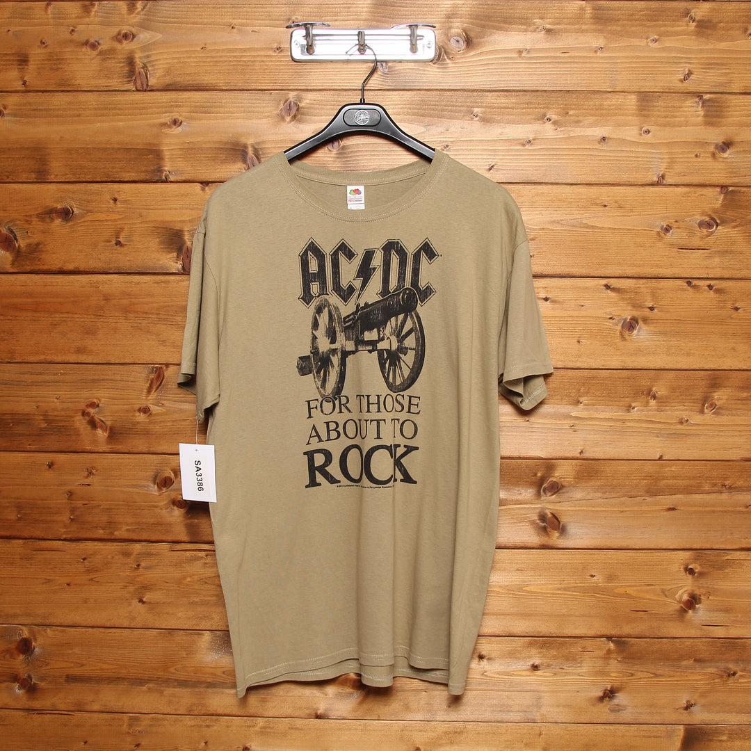 Fruit of the Loom AC/DC T-Shirt Beige Taglia L Unisex