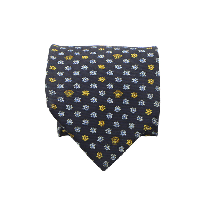 Gianni Versace Cravatta Blu in Seta Uomo
