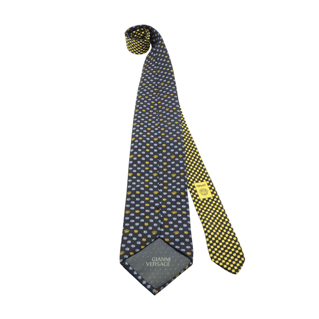 Gianni Versace Cravatta Blu in Seta Uomo