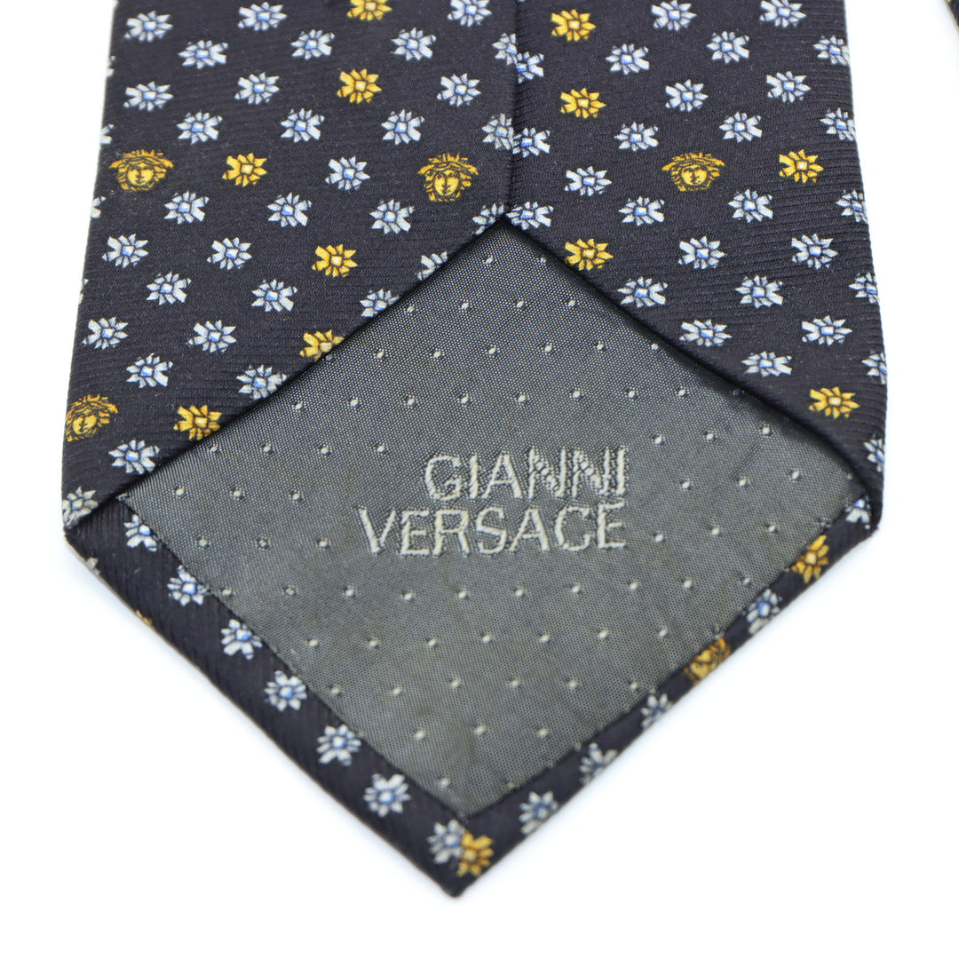 Gianni Versace Cravatta Blu in Seta Uomo