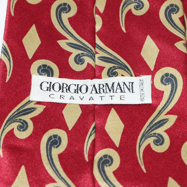 Giorgio Armani Cravatta Bordeaux con Fantasia in Seta Uomo