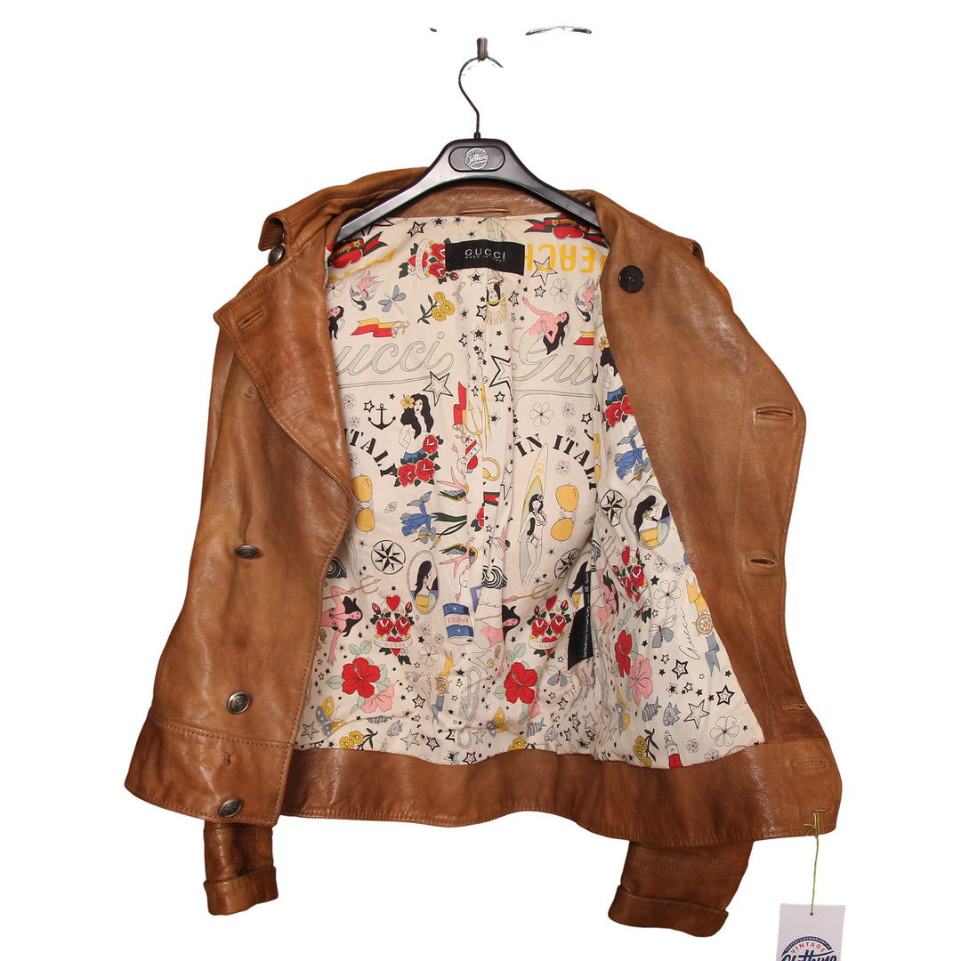 Gucci Giacca in Pelle Beige Taglia 50 Uomo