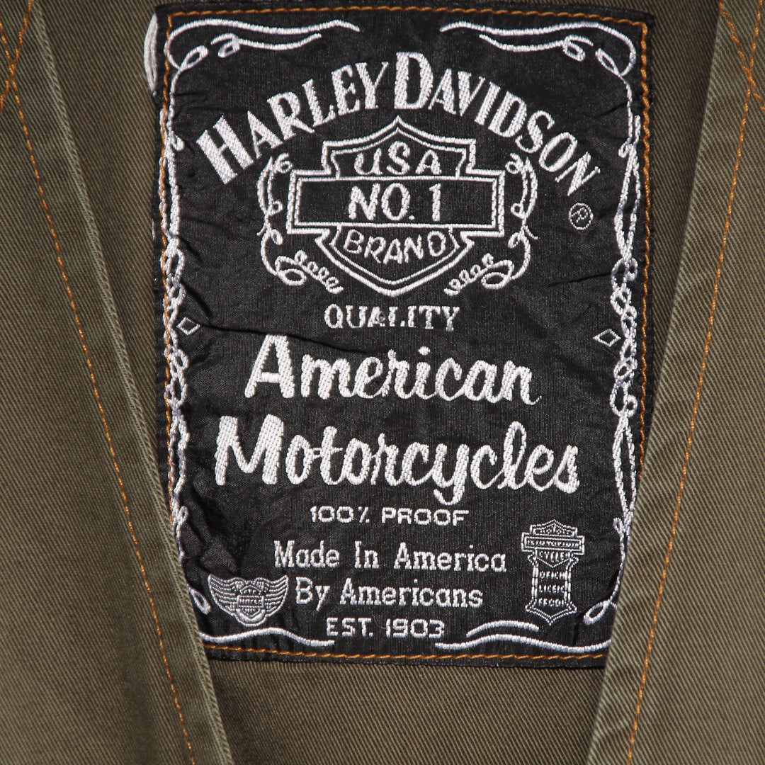 Harley Davidson Gilet Verde Taglia 30 Uomo Made in USA