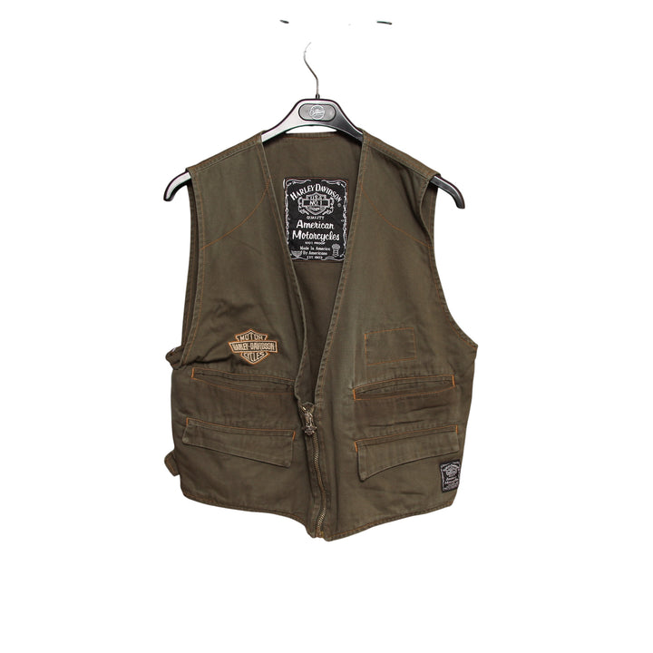Harley Davidson Gilet Verde Taglia 30 Uomo Made in USA