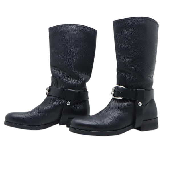 Hugo Boss stivali bikers nero in pelle numero 43 uomo