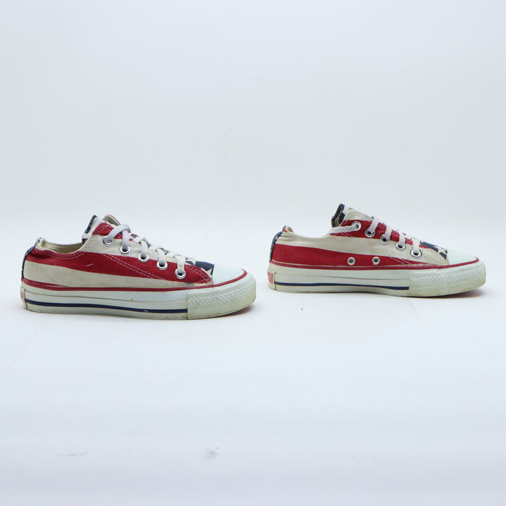 Converse Sneakers Vintage in Tela Rossa, Bianca e Blu US 3 Unisex Made in USA