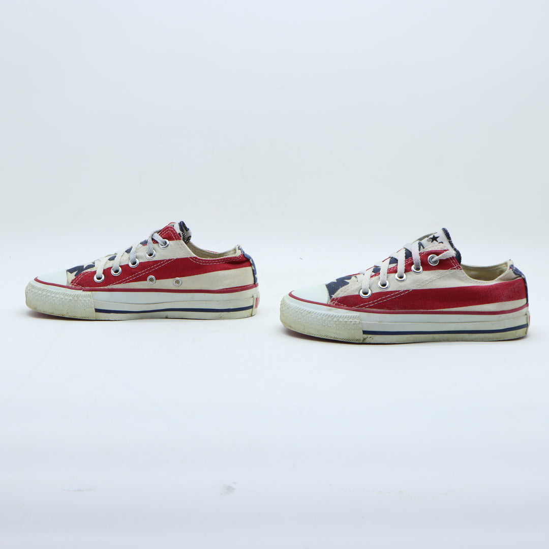 Converse Sneakers Vintage in Tela Rossa, Bianca e Blu US 3 Unisex Made in USA
